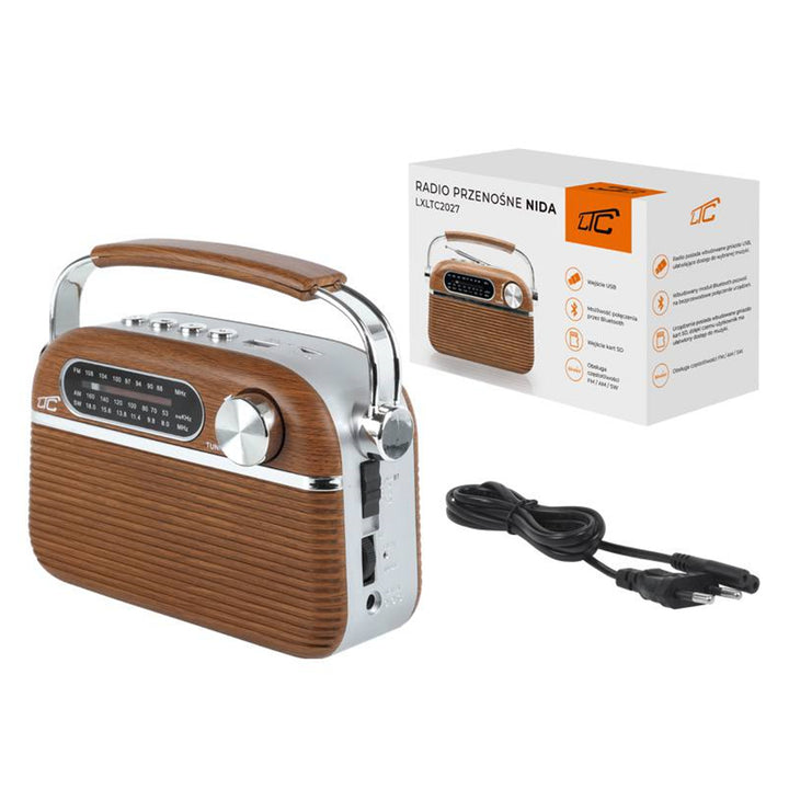 Nida Tragbares Retro-Radio mit Bluetooth/AM/FM / MP3 / USB/SD 1200mAh Akku Teleskopantenne …
