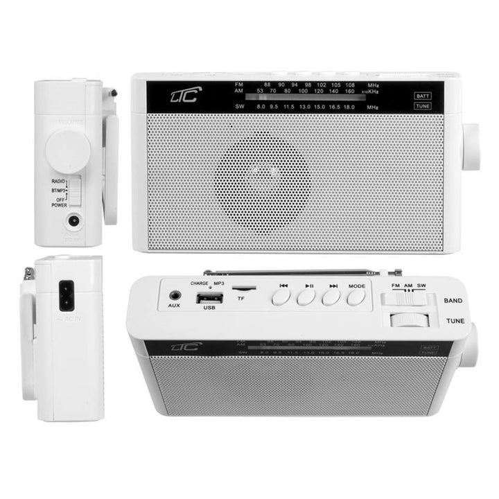 Sona Tragbares Retro-Radio mit Bluetooth/AM/FM / MP3 / USB/SD 1200mAh Akku Teleskopantenne (Weiß)