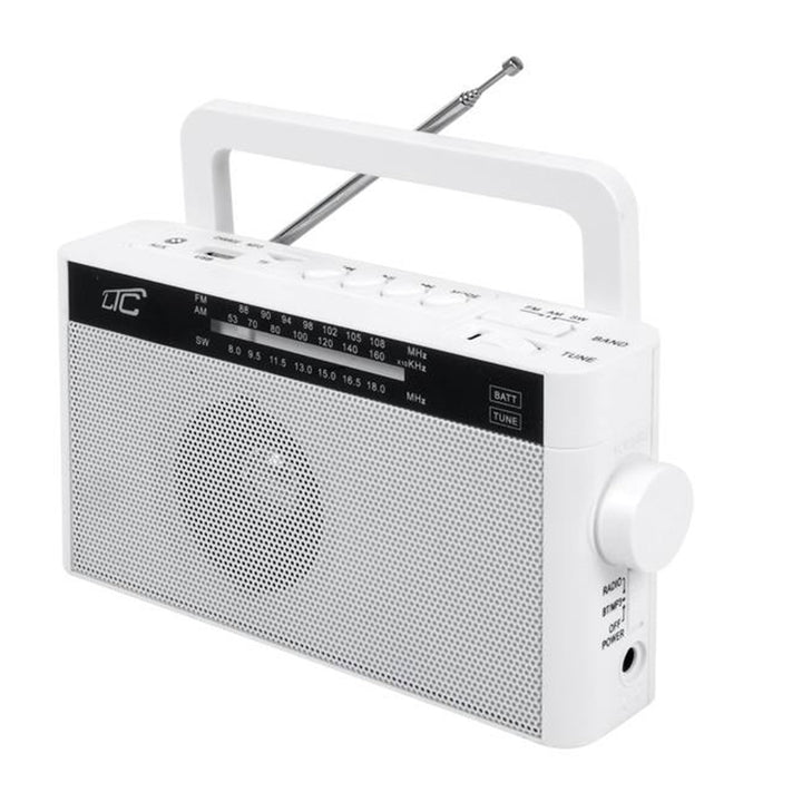 Sona Tragbares Retro-Radio mit Bluetooth/AM/FM / MP3 / USB/SD 1200mAh Akku Teleskopantenne (Weiß)