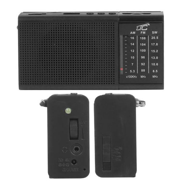 Rega Tragbares Retro-Radio mit AM/FM/AUX / MP3 / USB/SD BL-5C Batterie Teleskopantenne Schwarz