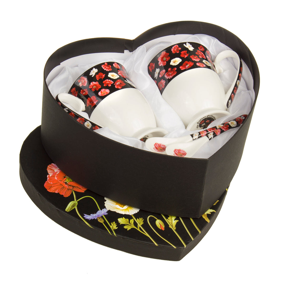 Becher mit Löffel Mohnblume Set Geschenkidee 2er Set