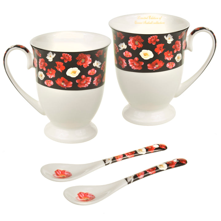 Becher mit Löffel Mohnblume Set Geschenkidee 2er Set