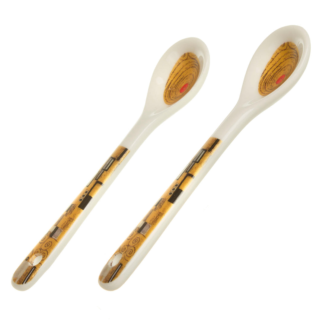 Tassen mit Untertassen und Löffel Kuss Klimt Geschenkidee
