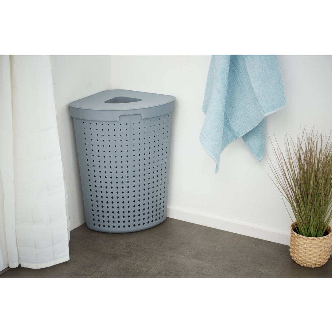 Seoul Wäschekorb mit Deckel Eckig Wäschebehälter Wäschesammler Aufbewahrungskorb Wäschetonne 62L (Grau)