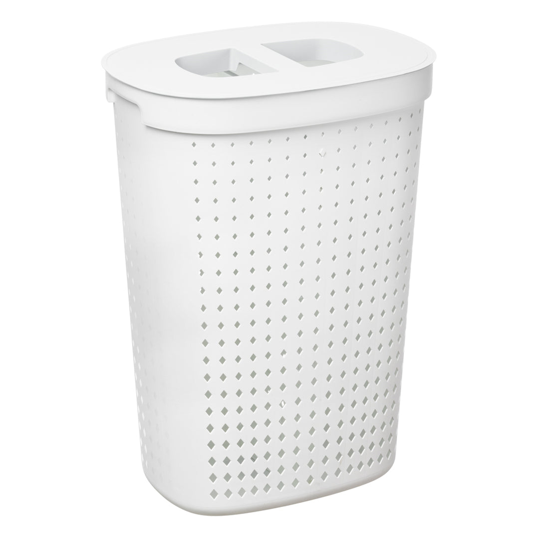 Seoul Wäschekorb mit Deckel Oval Wäschebehälter Wäschesammler Aufbewahrungskorb Wäschetonne 61L (Weiß)
