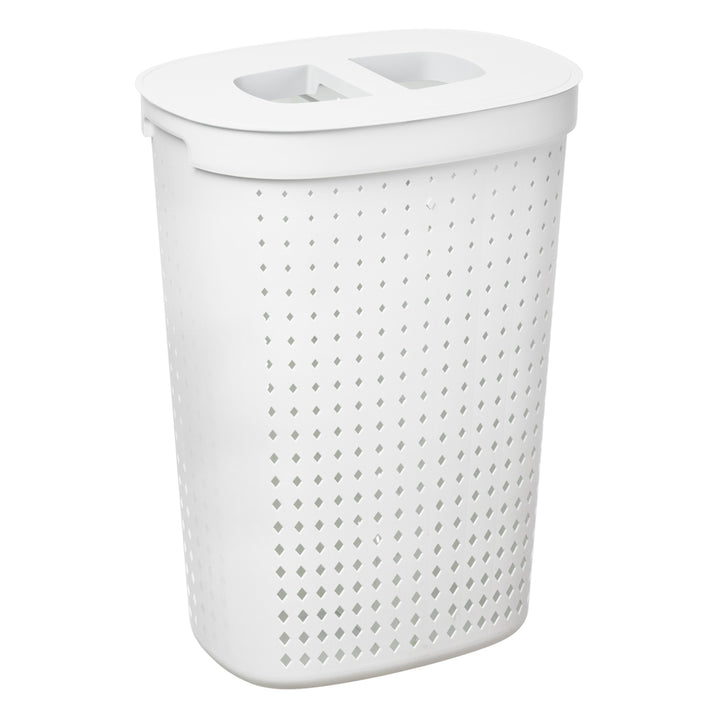 Seoul Wäschekorb mit Deckel Oval Wäschebehälter Wäschesammler Aufbewahrungskorb Wäschetonne 61L (Weiß)