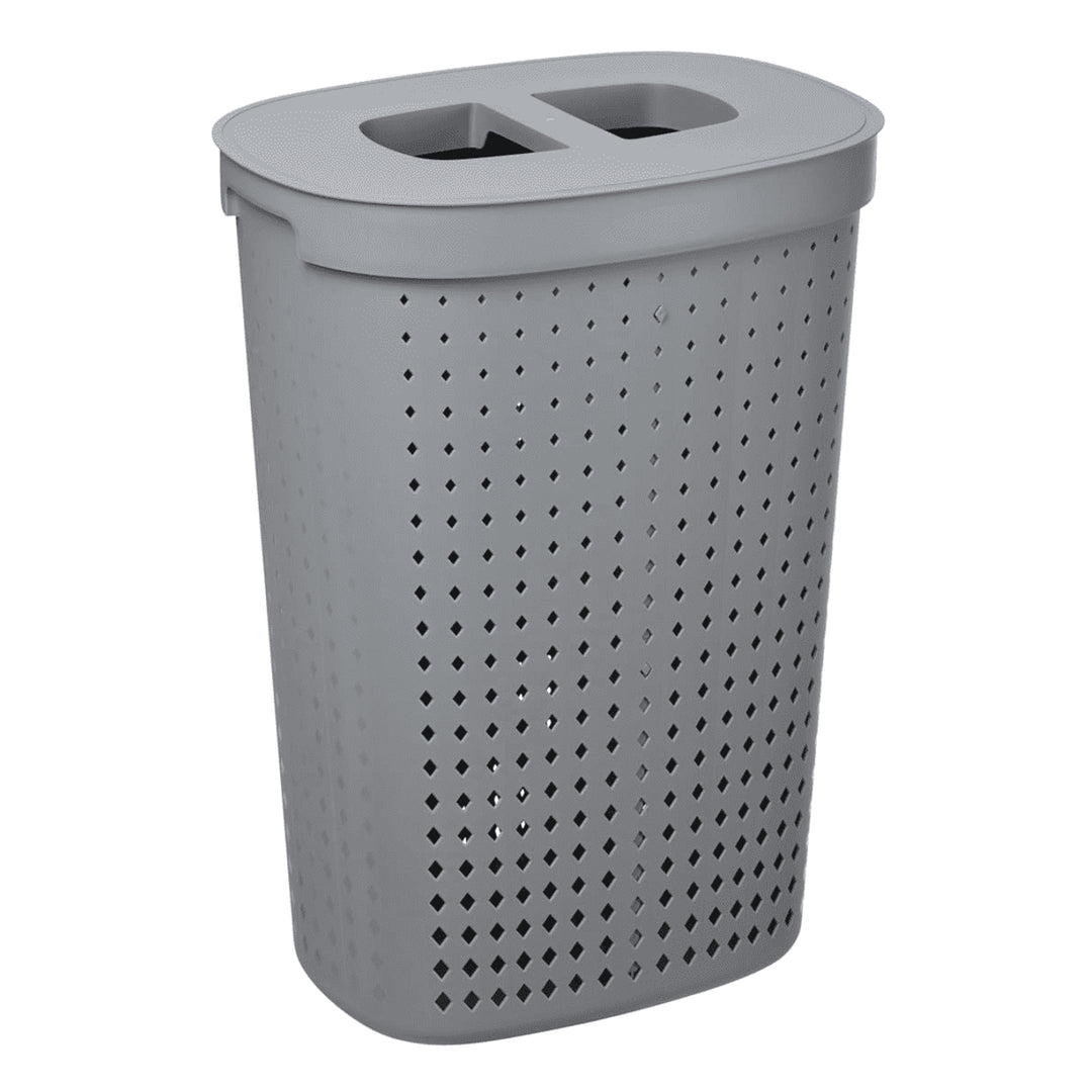 Seoul Wäschekorb mit Deckel Oval Wäschebehälter Wäschesammler Aufbewahrungskorb Wäschetonne 61L (Grau)