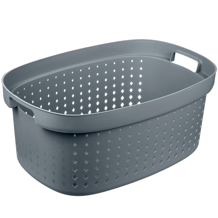 Seoul Wäschekorb mit Griffen Wäschesammler aus Kunststoff 42L (Grau)