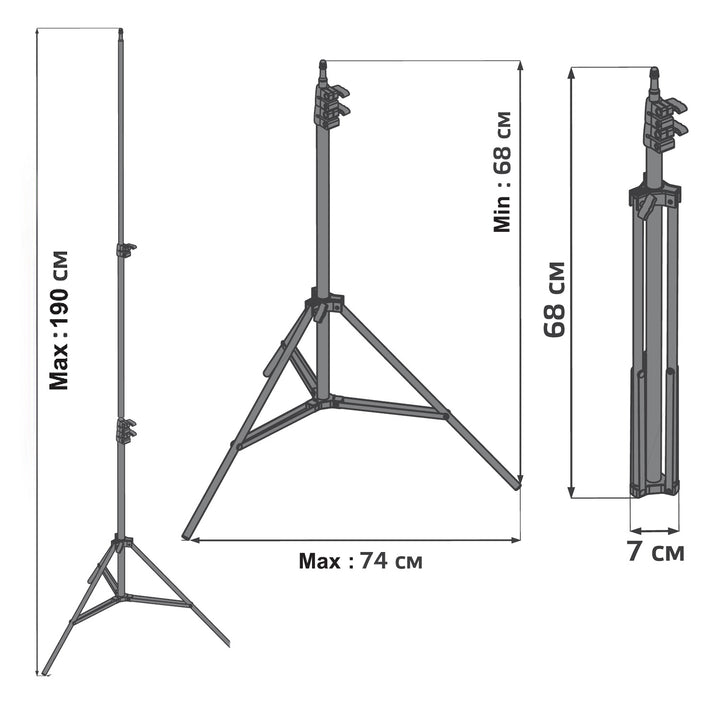 Maclean MC-163 Stativ für 12" Ringlicht Regulierbare Höhe 62-190 cm Beleuchtungsstativ Lampenstativ 3kg Traglast Lichtstativ