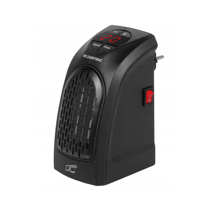 LTC geregelte Lüfterheizung mit Keramikheizung, 230 V, 400 W, für Steckdose, schwarz.