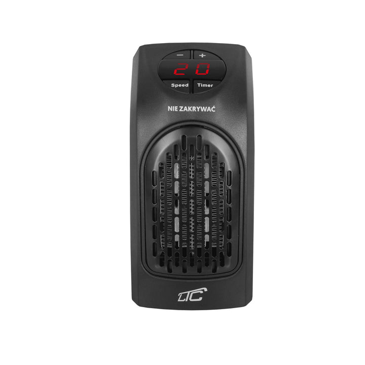 LTC geregelte Lüfterheizung mit Keramikheizung, 230 V, 400 W, für Steckdose, schwarz.