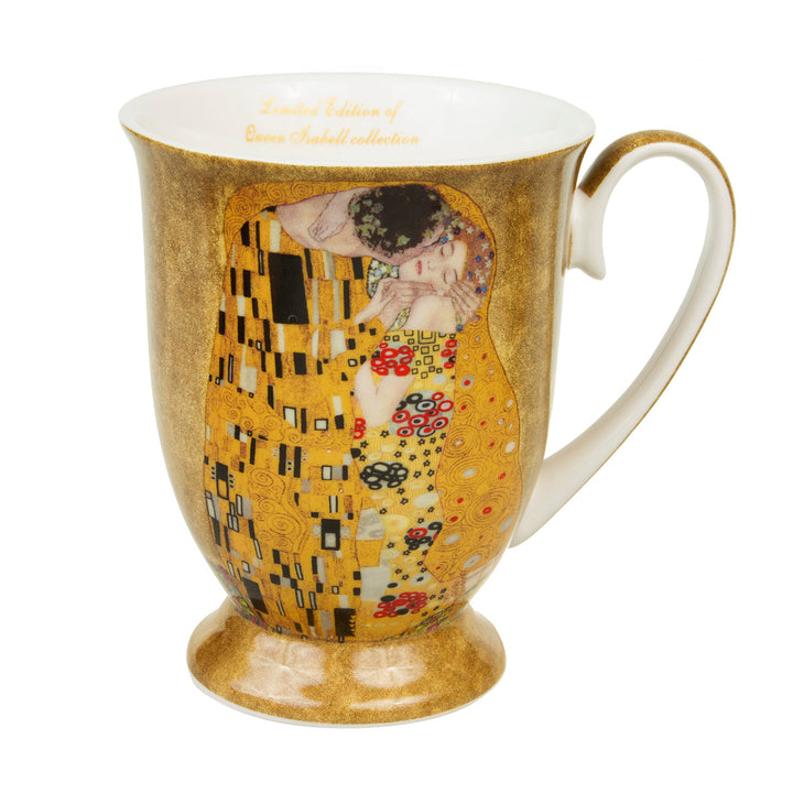 Kaffebecher mit Löffel für Zwei Peronen Porzellan Becher Der Kuss von Gustav Klimt Geschenkbox Geschenkidee 2er Set 250ml