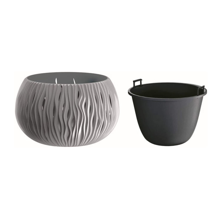 Pflanztopf mit Einsatz Prosperplast Sandy Bowl DSK240 grau