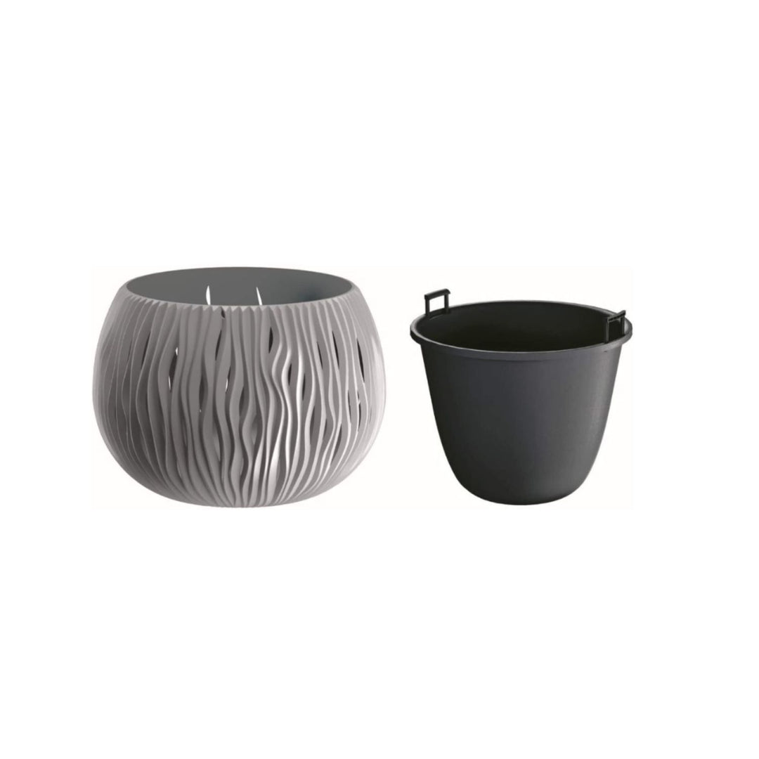 Pflanzkübel 2in1 inkl. Pflanztopf Sandy Bowl DSK370 grau
