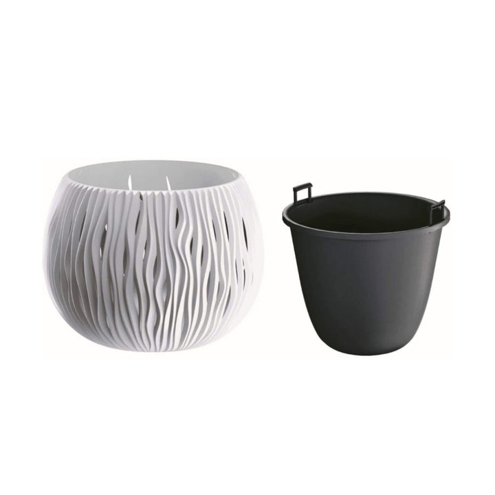 Pflanzkübel 2in1 inkl. Pflanztopf Sandy Bowl  DSK370 weiß