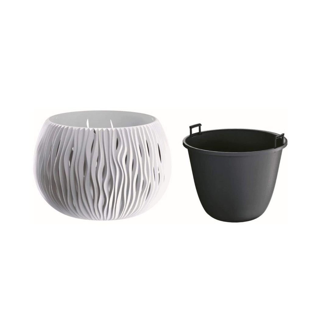 Pflanzkübel 2in1 inkl. Pflanztopf Sandy Bowl DSK480 weiß