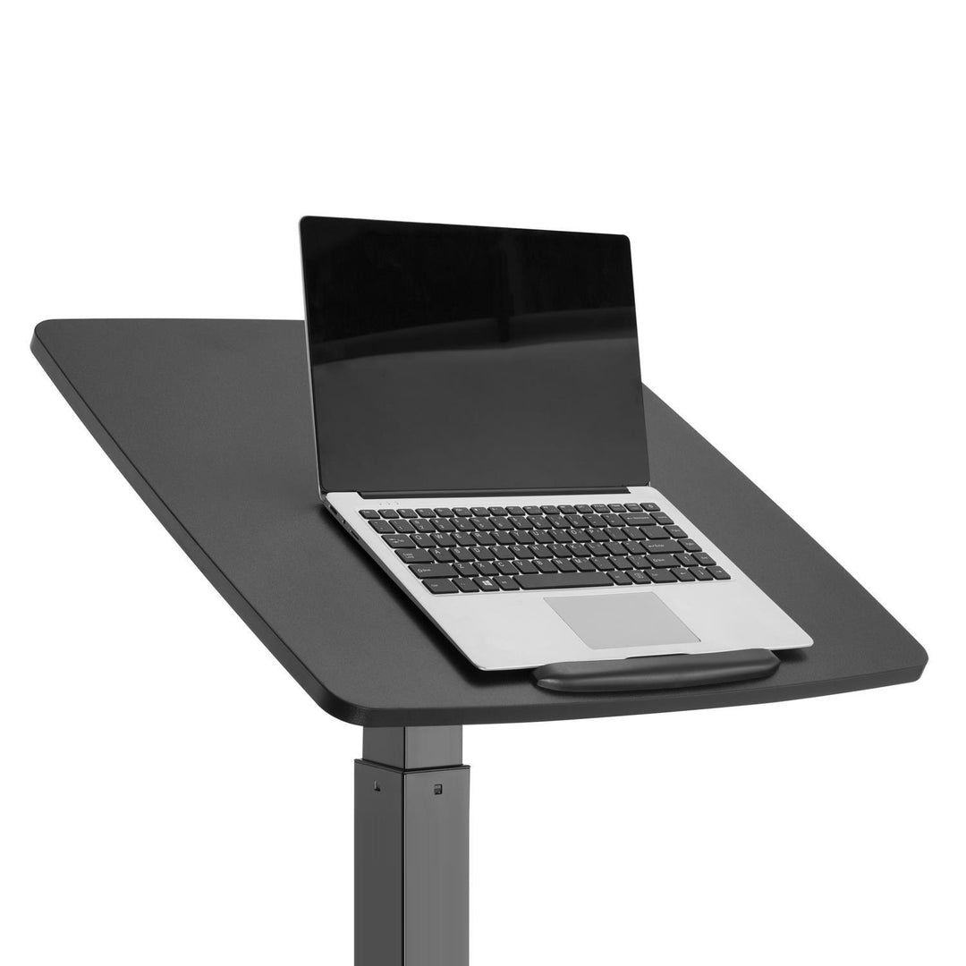 Höhenverstellbarer Laptoptisch mit Rollen Sitz-steh-Schreibtisch Höhenverstellbar bis max. 113cm bis 30 Grad Neigbar Schwarz