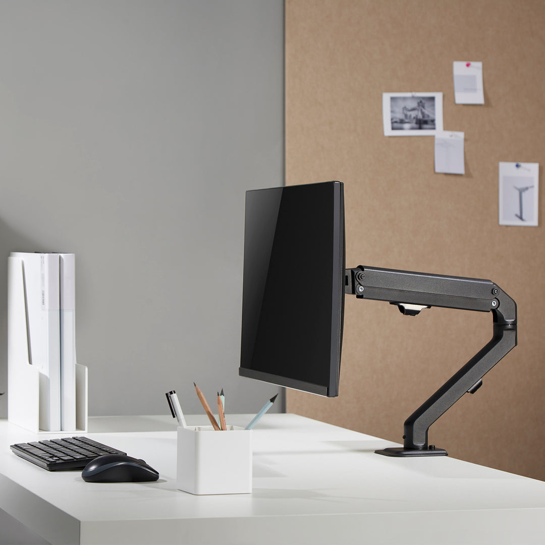 1-Fach Monitorhalterung mit Gasfeder 17"-27"Tischhalterung Monitorarm Schwenkbar Neigbar Drehbar VESA 75x75 100x100 2-7kg