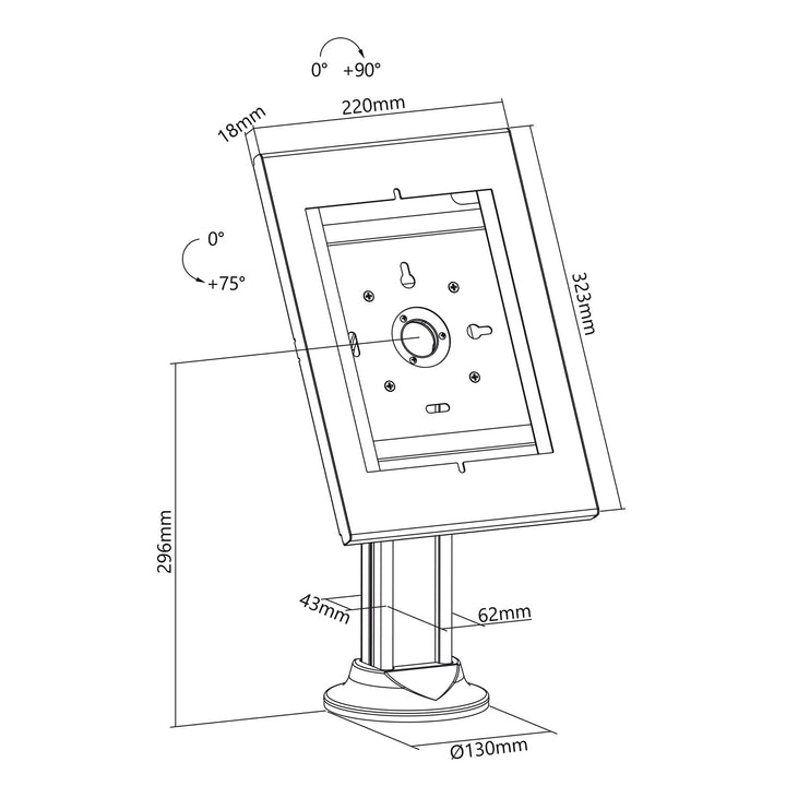 Tablet Tischhalterung Diebstahlsicherung Kompatibel mit 9.7”/10.2”, iPad, 10.5”, iPad Air/iPad Pro, 10.1", Samsung Galaxy, Tab A (2019) (Weiß)