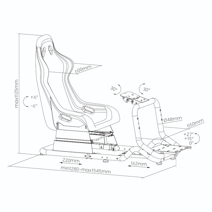 Rennsimulator Cockpit 3 in 1 Spielsitz bis 130kg Schalthebelhalterung Lenkradständer TV-Halterung bis 50" Max. Vesa 400x200 …