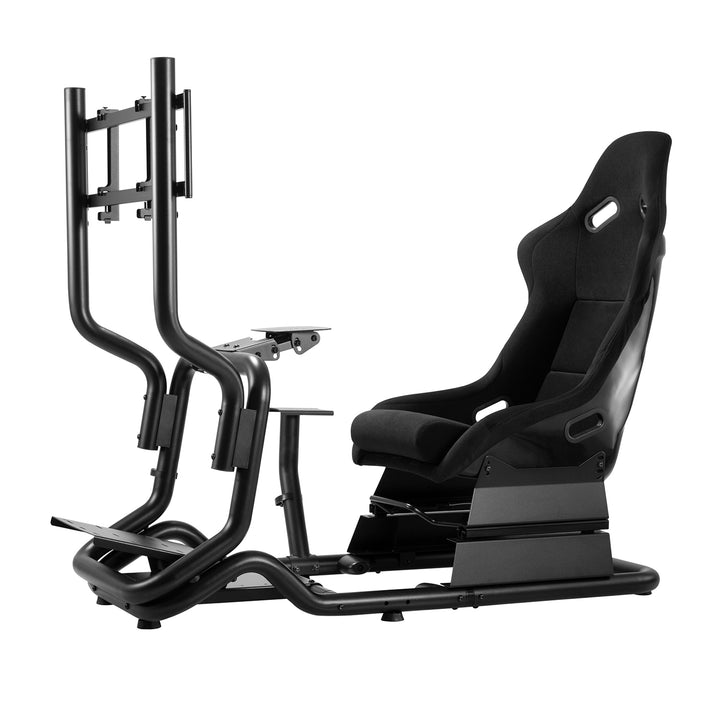 Rennsimulator Cockpit 3 in 1 Spielsitz bis 130kg Schalthebelhalterung Lenkradständer TV-Halterung bis 50" Max. Vesa 400x200 …