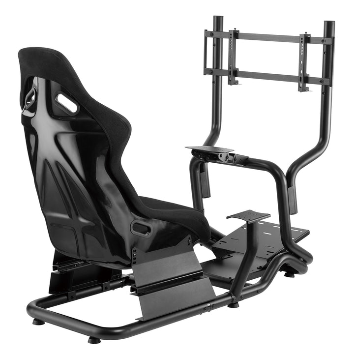 Rennsimulator Cockpit 3 in 1 Spielsitz bis 130kg Schalthebelhalterung Lenkradständer TV-Halterung bis 50" Max. Vesa 400x200 …