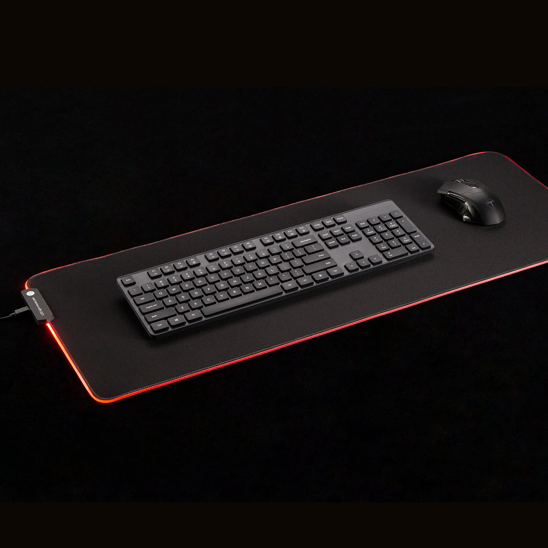 XXL Gaming Maus- & Tastatur-Unterlage 80x30cm mit LED RGB Beleuchtung und rutschfeste Gummiunterseite Schreibtischunterlage (800x300x4mm)