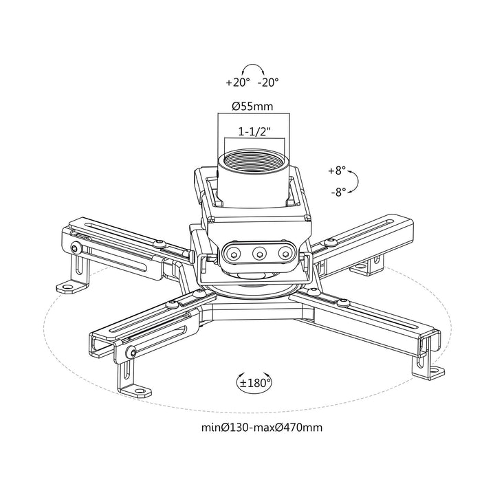 Maclean MC-913 Universal Projektorhalterung Deckenhalterung einstellbar Stahl neigbar drehbar 35kg