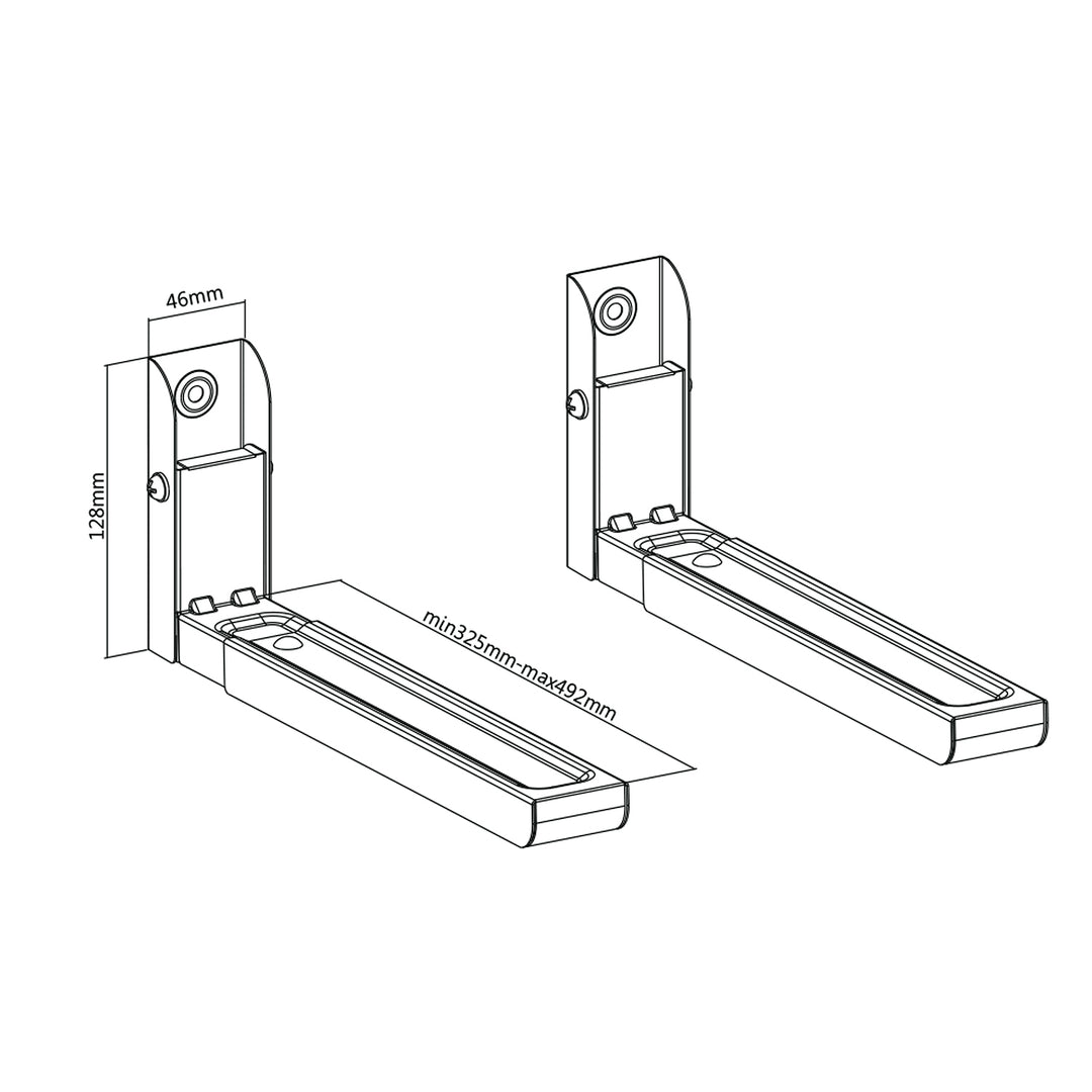 Universal Mikrowellenhalterung Mikrowellenhalter mit Teleskoparme Wandhalterung für Mikrowellen Grillofen Backofen bis 30kg (Schwarz)