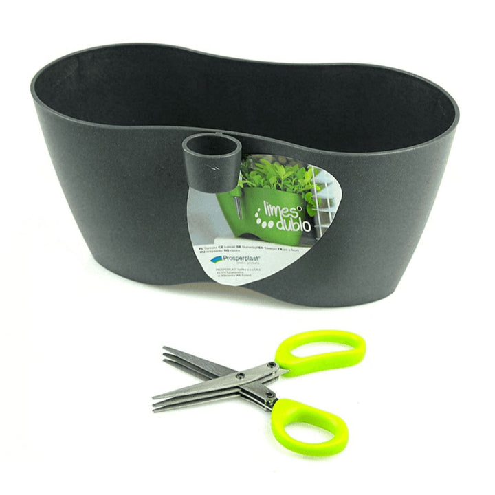 Kräutertopf mit Schere Limes Dublo Graphit  Set 2,3 Liter