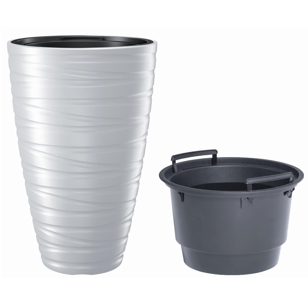 Maze DPMZ400 Blumentopf Pflanzgefäß 2in1 inkl. Pflanztopf Rund Kunststoff 37,5cm Ø 57,9cm Höhe  Weiß