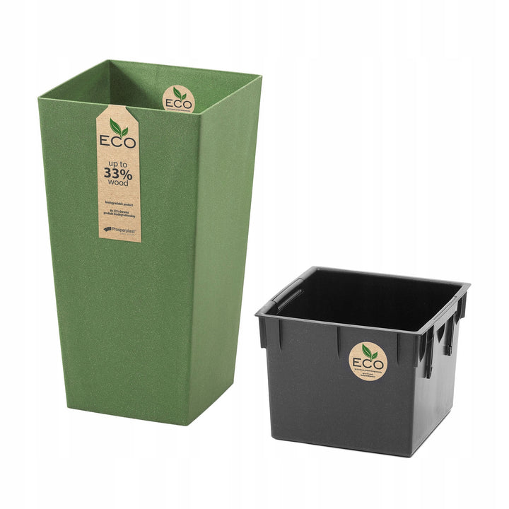 Prosperplast 2in1 Pflanzgefäß mit Einsatz 26,5 x 26,5 x 50 cm Urbi Square Eco