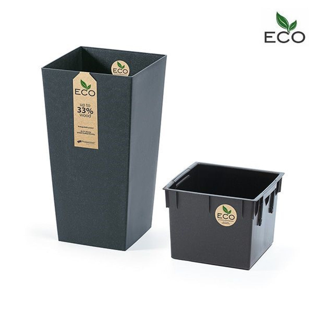 Prosperplast 2in1 Pflanzgefäß mit Einsatz 26,5 x 26,5 x 50 cm Urbi Square Eco