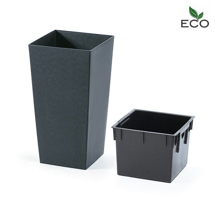 Prosperplast 2in1 Pflanzgefäß mit Einsatz 26,5 x 26,5 x 50 cm Urbi Square Eco