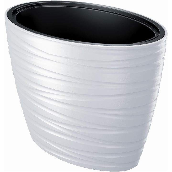 Maze Blumentopf Pflanzgefäß 2in1 inkl. Pflanztopf Witterungsbeständig für Innen- und Außenbereich Oval 42,3cm Höhe Kunststoff  (Weiß)