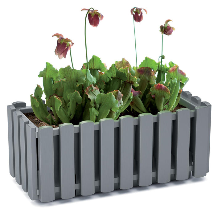 Prosperplast Boardee Fencycase Blumenkasten Balkonkasten Blumentopf Pflanzkasten für Innen- und Außenbereich 38cm Grau