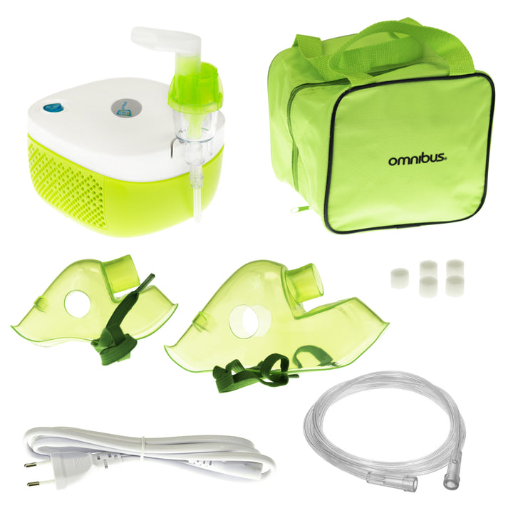 Omnibus Nubi BR-CN195 Elektrischer Inhalator Inhaliergerät Set für Kinder und Erwachsene Vernebler Inhalation Profilierte Maske für Erwachsene und Kinder