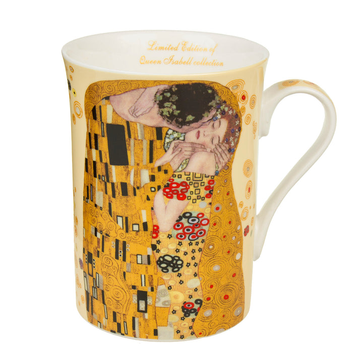 2x Kaffeebecher Set 250ml Becher mit Löffel Der Kuss von Gustav Klimt Geschenkidee Porzellan