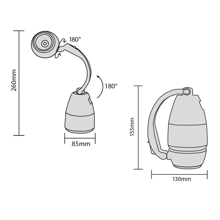 3 in 1 LED-Lampe Campinglampe Tischlampe Taschenlampe Klappbar Outdoor 3 Lichtmodi 1W 60-200LM Kaltweiß 6000K IP20 (Batteriebetrieben: 3xAA 1,5V)