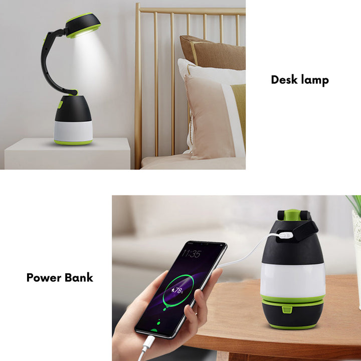 3 in 1 LED-Lampe Campinglampe Tischlampe Taschenlampe Klappbar Outdoor 3 Lichtmodi 1W 60-200LM Kaltweiß 6000K IP20 (Eingebauter Akku 1500mAh / Powerbank-Funktion)