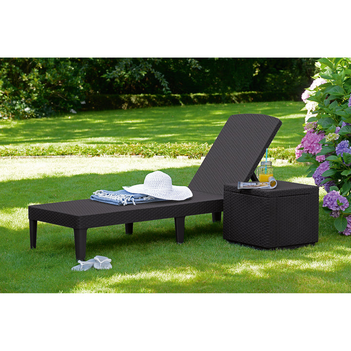 Sonnenliege mit 4-Fach Verstellbarer Rückenlehne Gartenliege UV- & witterungsbeständig Rattan Braun