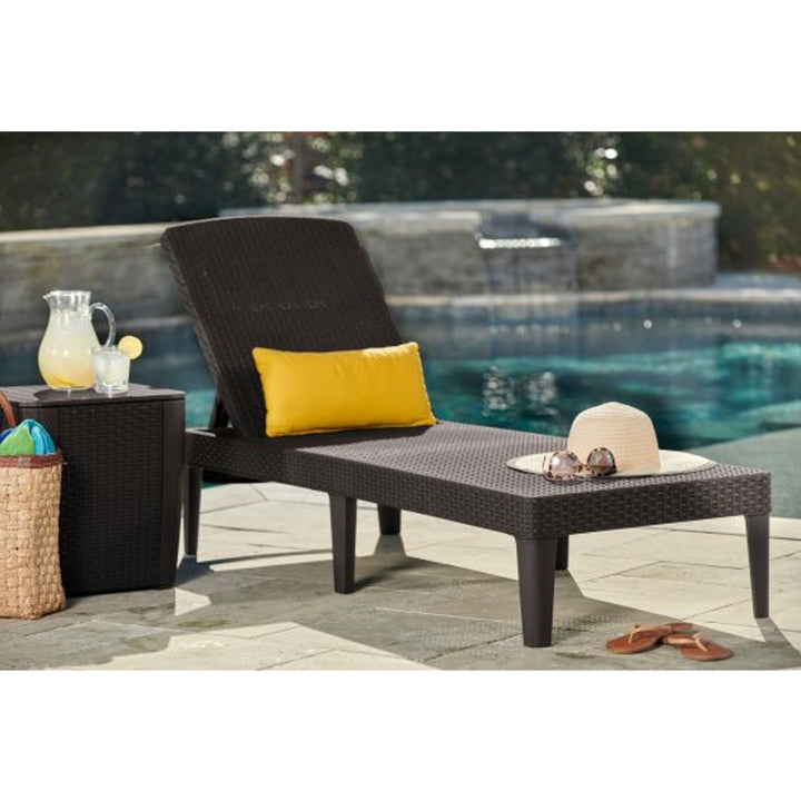 Sonnenliege mit 4-Fach Verstellbarer Rückenlehne Gartenliege UV- & witterungsbeständig Rattan Braun