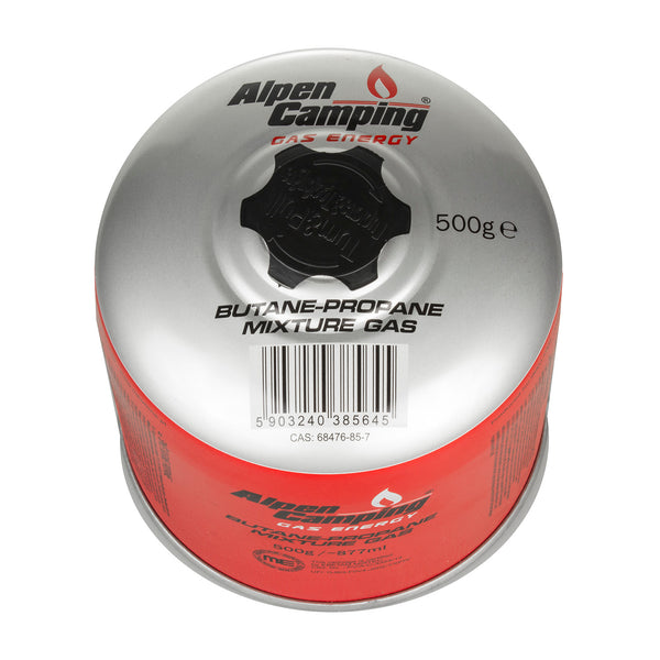 877 ml / 500g Gaskartusche mit Propan-Butan Schraubkartusche mit 7/16“ Anschluss für Gaskocher Campingkocher Bunsenbrenner Lötbrenner EN417