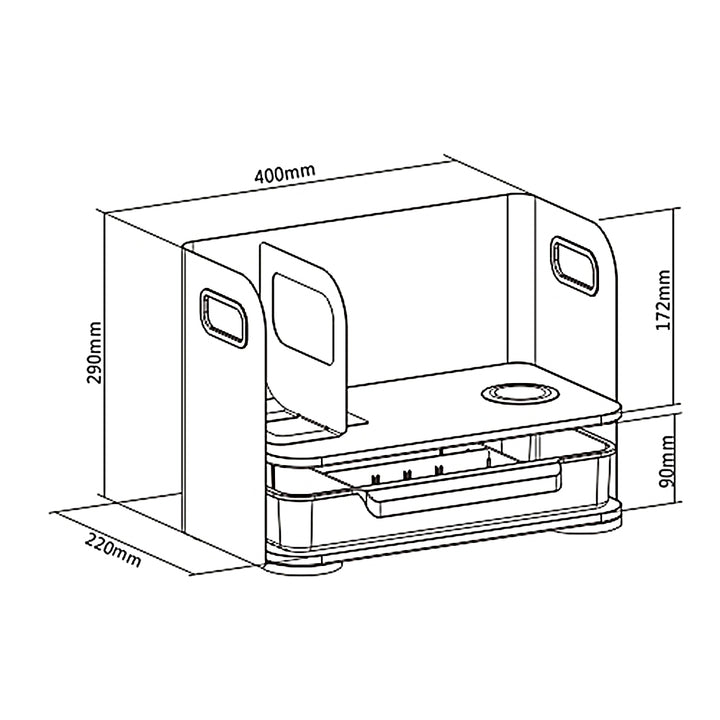 Schreibtisch-Organizer mit kabelloser Qi Aufladung, Schublade und Buchstütze Organizer für Büroutensilien Qi Ladestation Büro-Organizer Büroablage bis 10kg Weiß