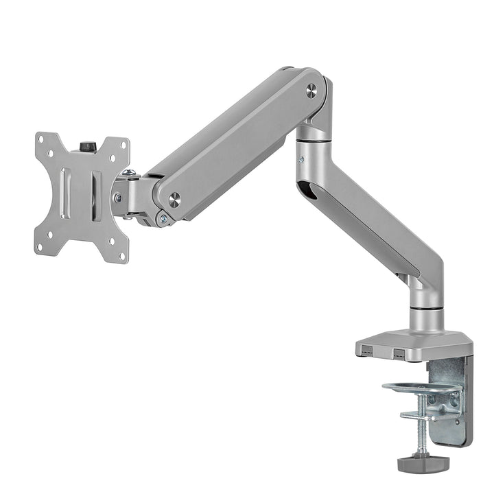 1-Fach Monitorhalterung mit Gasfeder 17"-32" Doppelarm Tischhalterung Monitorarm Schwenkbar Neigbar Drehbar VESA 75x75 100x100 bis 10kg Aluminium