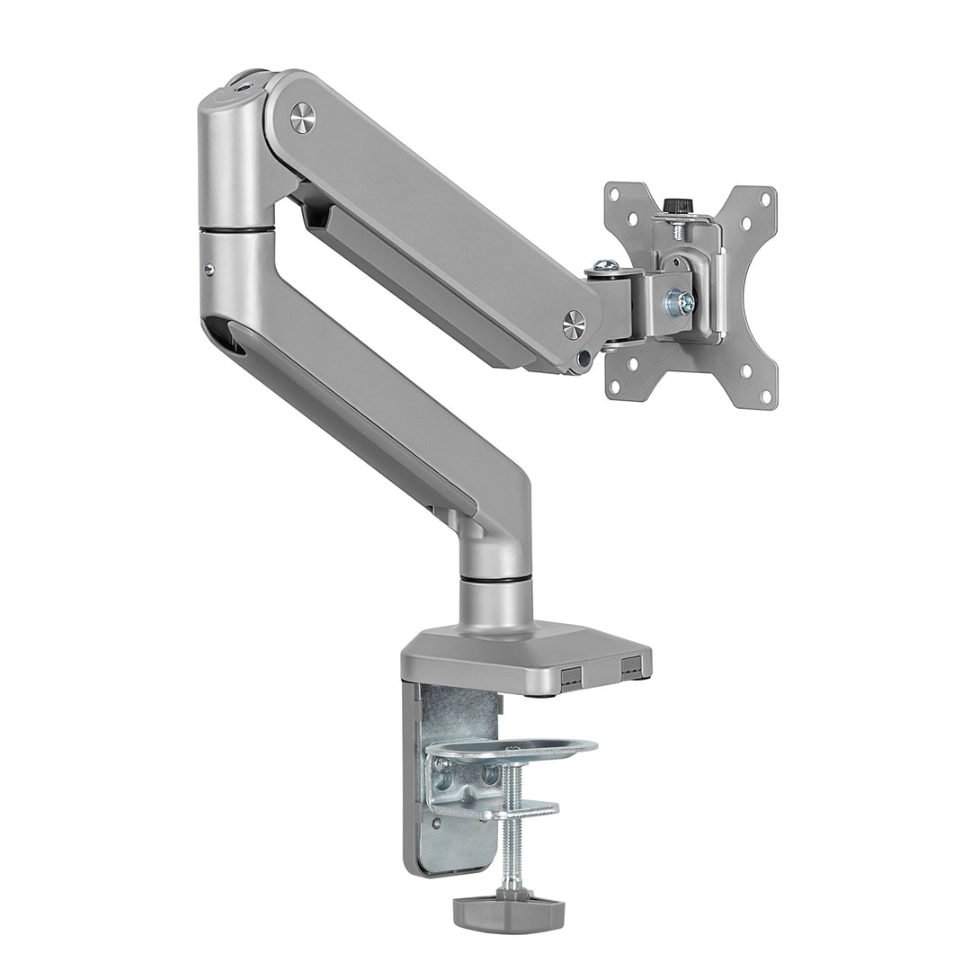 1-Fach Monitorhalterung mit Gasfeder 17"-32" Doppelarm Tischhalterung Monitorarm Schwenkbar Neigbar Drehbar VESA 75x75 100x100 bis 10kg Aluminium