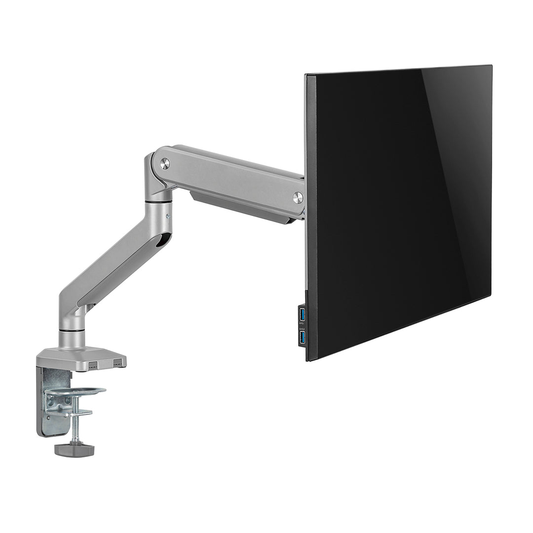 1-Fach Monitorhalterung mit Gasfeder 17"-32" Doppelarm Tischhalterung Monitorarm Schwenkbar Neigbar Drehbar VESA 75x75 100x100 bis 10kg Aluminium