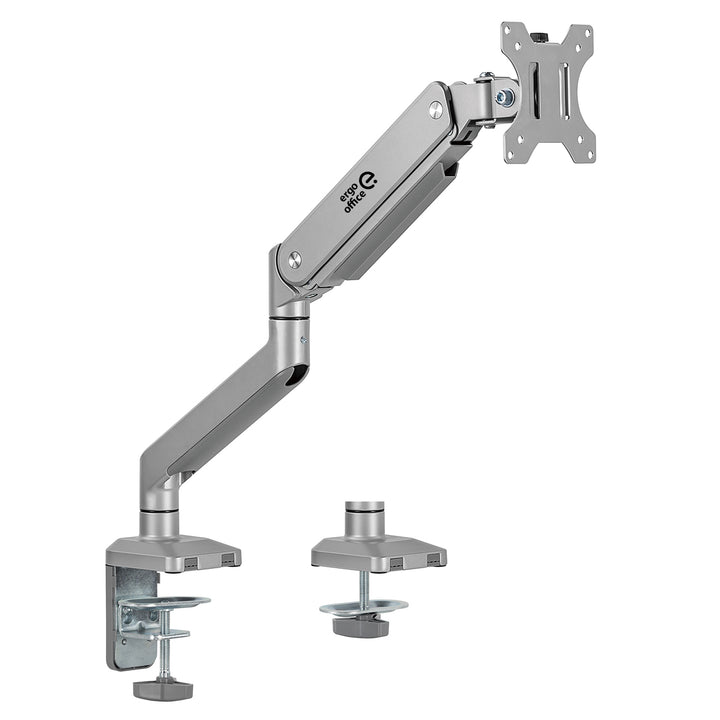 1-Fach Monitorhalterung mit Gasfeder 17"-32" Doppelarm Tischhalterung Monitorarm Schwenkbar Neigbar Drehbar VESA 75x75 100x100 bis 10kg Aluminium