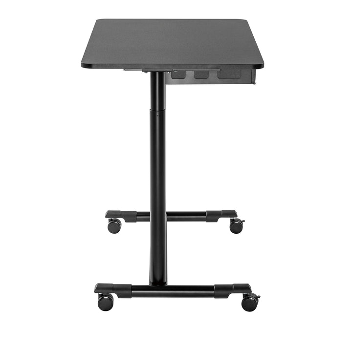 Sitz-Steh-Schreibtisch Pneumatisch Höhenverstellbarer Bürotisch mit Schublade und Rollen Ergonomischer Schreibtisch 91,5x56cm