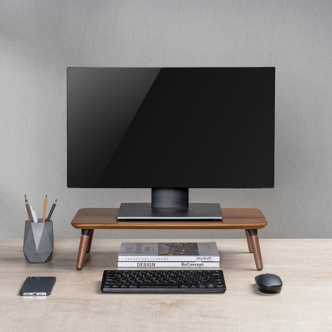 Holzständer für Monitor / Laptop Maclean, (500x240x120mm), schwarz nussbaumfarben, max. 20kg, MC-930